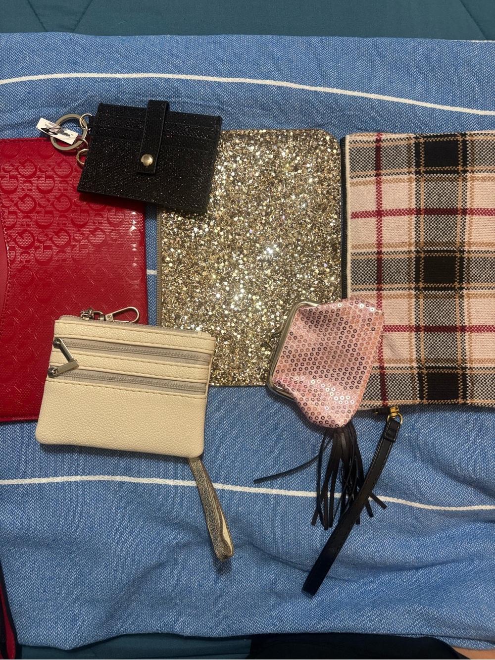 Gold Glitter Clutch - Women's Evening Wristlet Lot of 6 wristlets, coin purse